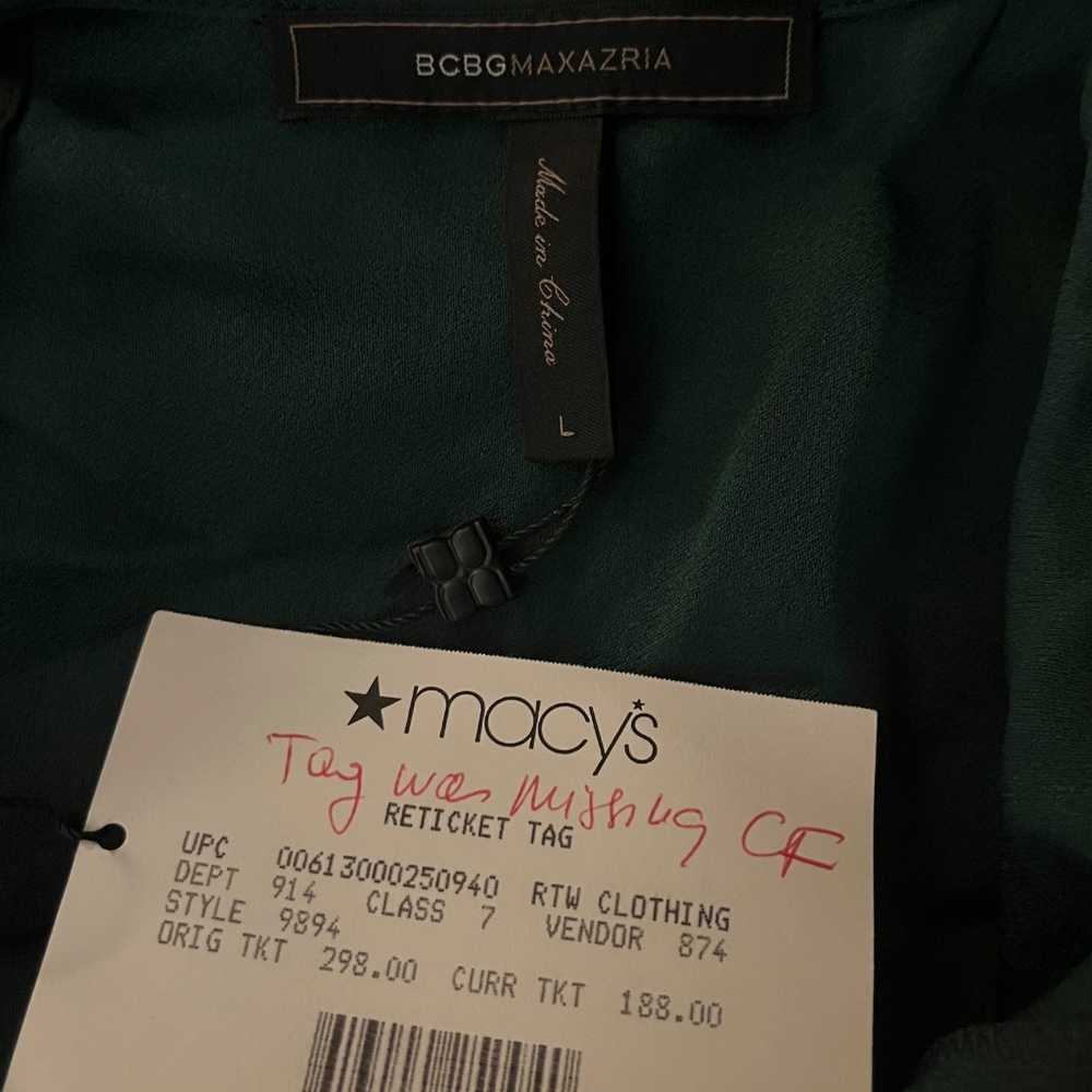 NWT BCBG MAX AZRIA Jordane Jumpsuit Dark Amazon size L - Picture 6 of 7